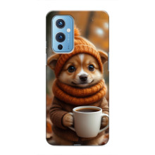 Печатный чехол «Зверята с кофе» для OnePlus 9 – Песик с кофе