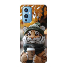 Печатный чехол «Зверята с кофе» для OnePlus 9 – Тигр с кофе