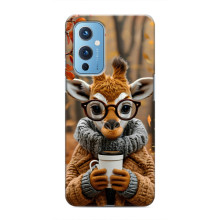 Печатный чехол «Зверята с кофе» для OnePlus 9 – Жираф с кофе