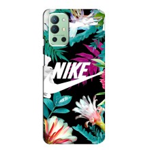 Силиконовый Чехол на OnePlus 9R с картинкой Nike (Цветочный Nike)