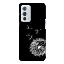 Силиконовый Чехол с одуванчиками на OnePlus 9RT (Одуванчик на чёрном)
