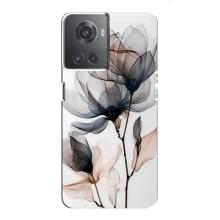 Чехол с цветочным принтом на ВанПлас Ейс (10Р) – Цветы на белом