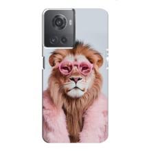 Чехол с принтом стильные животные для ВанПлас Ейс (10Р) – Лев в очках