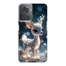 Яркий чехол для OnePlus ACE (10R) с Зимними Оленятами (Блистающий оленёнок)