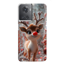 Яркий чехол для OnePlus ACE (10R) с Зимними Оленятами