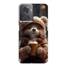 Печатный чехол «Зверята с кофе» для OnePlus ACE (10R) – Мишка с кофе