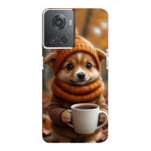 Печатный чехол «Зверята с кофе» для OnePlus ACE (10R) – Песик с кофе