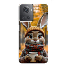 Печатный чехол «Зверята с кофе» для OnePlus ACE (10R) – Зайчик с кофе
