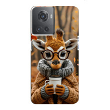 Печатный чехол «Зверята с кофе» для OnePlus ACE (10R) – Жираф с кофе
