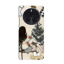 Рождественские, Праздничные Чехлы для 一辆 OnePlus  Асе 5 Про – Девушка с елкой