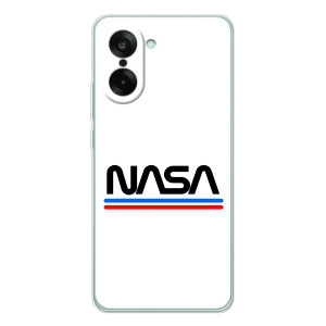 Силиконовый бампер с принтом "Наса" на OnePlus Ace 5 Racing – NASA на белом фоне