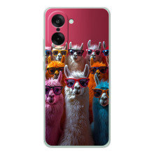 Чехол с принтом стильные животные для УанПлюс Эйс 5 Рейсинг (Ламы в очках)