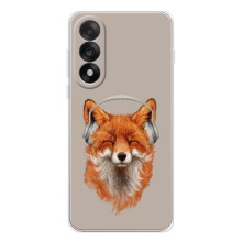 Чехол с принтом лисички на УанПлюс Эйс 5 Ультра – Лиса в наушниках