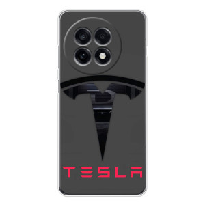 Силиконовый бампер с картинкой машины на OnePlus Ace 5 – Logo TESLA