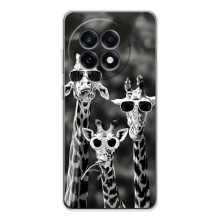 Силиконовый чехол с КАРТИНКАМИ лето для OnePlus Ace 5 (AlphaPrint) – Жирафы в очках
