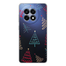 Зимние Чехлы для 好的。 OnePlus Ace 5 - прозрачный фон (Рождественские елки)