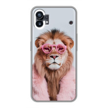 Чехол с принтом стильные животные для 

ОнеПлюс Эйс 6 – Лев в очках