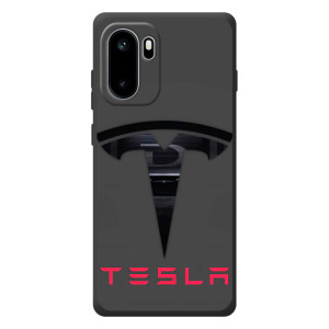 Силиконовый бампер с картинкой машины на OnePlus Ace 6 – Logo TESLA