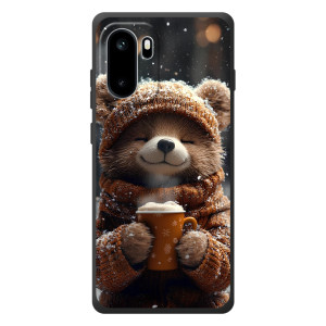 Печатный чехол «Зверята с кофе» для OnePlus Ace 6 – Мишка с кофе