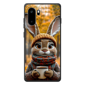 Печатный чехол «Зверята с кофе» для OnePlus Ace 6 – Зайчик с кофе