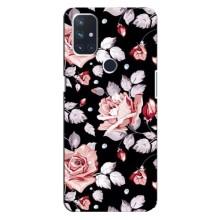Чохли з квітами для OnePlus Nord 10 5G (VPrint) (Квіти на чорному)