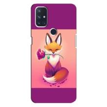 Чехлы с картинкой Лисички для OnePlus Nord 10 5G (VPrint) (Лисичка с розочкой)