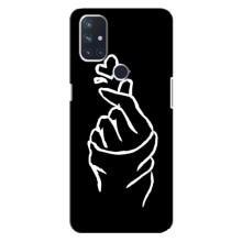 Чехлы (Знак сердечка) на OnePlus Nord 10 5G (Сердце на черном)