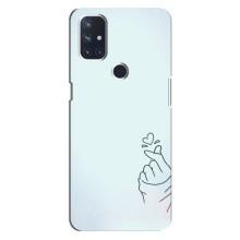 Чехлы (Знак сердечка) на OnePlus Nord 10 5G (Сердце на голубом)
