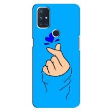 Чехлы (Знак сердечка) на OnePlus Nord 10 5G (Сердце на синем)