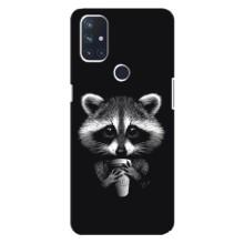 Силиконовый Чехол с Енотами на OnePlus Nord 10 5G (С кофем)