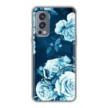Чехлы (ART) Цветы на OnePlus Nord 2 (VPrint) (Голубые Бутоны)