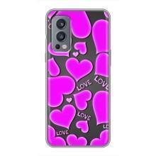 Чехлы для любимой на ВанПлас Норд 2 (VPrint) (Pink hearts)