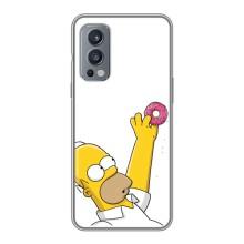 Чехол с Симпсонами для OnePlus Nord 2 (VPrint) (Гомер с пончиком)