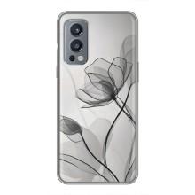 Чехол с цветочным принтом на ВанПлас Норд 2 – Черные цветы