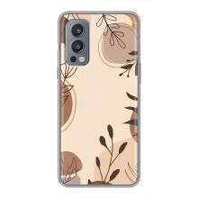 Чехол с цветочным принтом на ВанПлас Норд 2 – Коричневые цветы