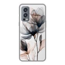 Чехол с цветочным принтом на ВанПлас Норд 2 – Цветы на белом