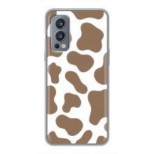 Чехол с принтом коровы на ВанПлас Норд 2 – Коричневый принт