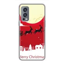Рождественские Чехлы для OnePlus Nord 2 (VPrint) (Санта с оленями)