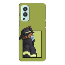 Силиконовый бампер (Работники) на OnePlus Nord 2 (Пожарник)