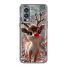 Яркий чехол для OnePlus Nord 2 с Зимними Оленятами