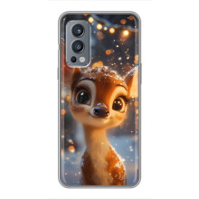 Яскравий чохол для OnePlus Nord 2 з Зимові Оленята – Оленятко серед герлянд