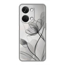 Чехол с цветочным принтом на ВанПлас Норд 3 5G (Черные цветы)