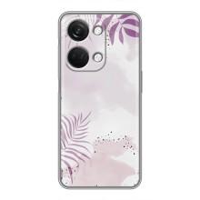 Чехол с цветочным принтом на ВанПлас Норд 3 5G (Фиолетовые листья)