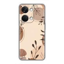 Чехол с цветочным принтом на ВанПлас Норд 3 5G (Коричневые цветы)
