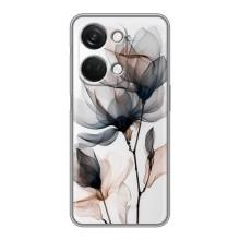 Чехол с цветочным принтом на ВанПлас Норд 3 5G (Цветы на белом)