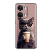 Чохол з принтом стильні тварини для OnePlus Норд 3 5G (Кіт з кавою)