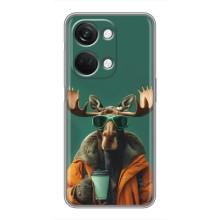 Чохол з принтом стильні тварини для OnePlus Норд 3 5G (Лось з кавою)
