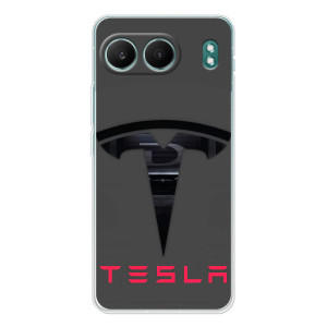 Силиконовый бампер с картинкой машины на OnePlus Nord 4 – Logo TESLA