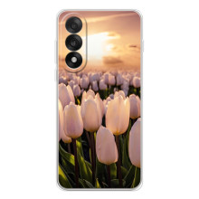 Чехлы с картинкой (Тюльпаны) на Норд 5 – Закат с цветами