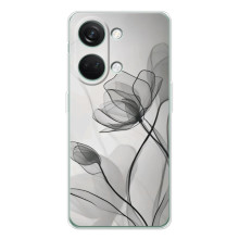 Чехол с цветочным принтом на Норд 5 – Черные цветы